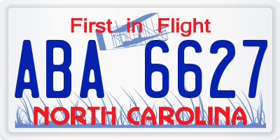 NC license plate ABA6627