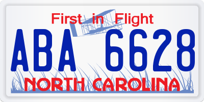NC license plate ABA6628