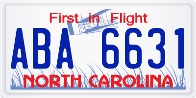 NC license plate ABA6631