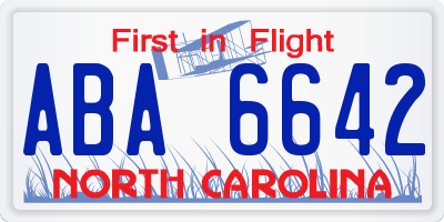 NC license plate ABA6642