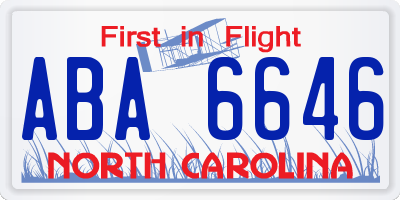 NC license plate ABA6646