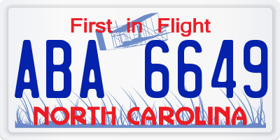 NC license plate ABA6649