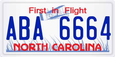 NC license plate ABA6664