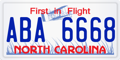 NC license plate ABA6668