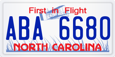NC license plate ABA6680