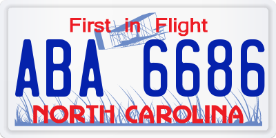 NC license plate ABA6686