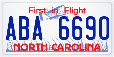 NC license plate ABA6690