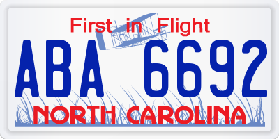 NC license plate ABA6692