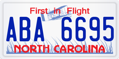 NC license plate ABA6695