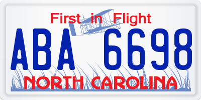 NC license plate ABA6698