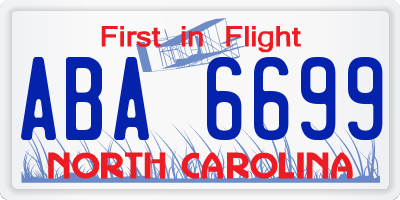 NC license plate ABA6699