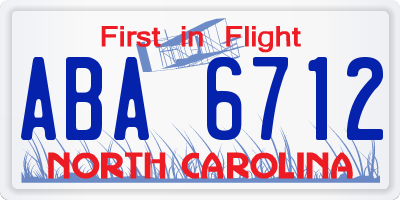 NC license plate ABA6712