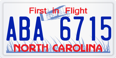 NC license plate ABA6715