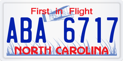 NC license plate ABA6717