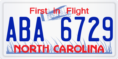 NC license plate ABA6729