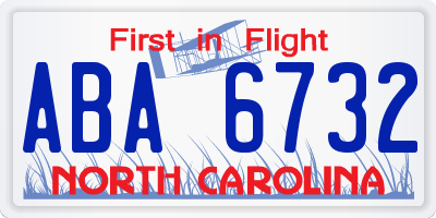 NC license plate ABA6732