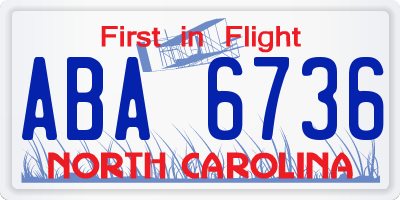 NC license plate ABA6736