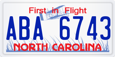 NC license plate ABA6743
