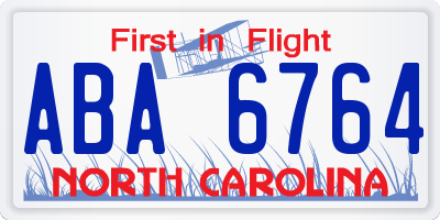 NC license plate ABA6764