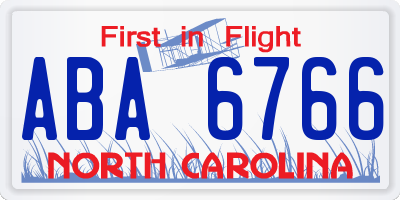 NC license plate ABA6766