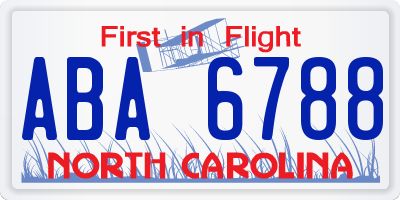 NC license plate ABA6788