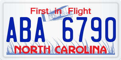 NC license plate ABA6790