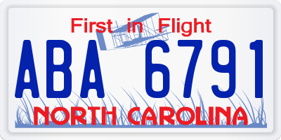 NC license plate ABA6791
