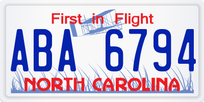 NC license plate ABA6794