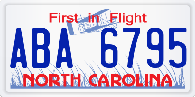 NC license plate ABA6795