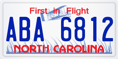 NC license plate ABA6812