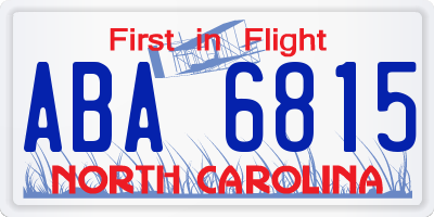 NC license plate ABA6815