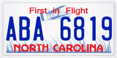 NC license plate ABA6819