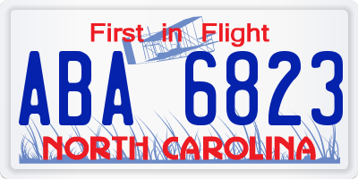 NC license plate ABA6823