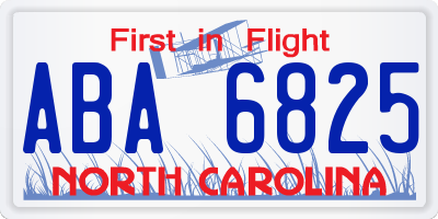 NC license plate ABA6825