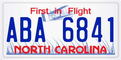 NC license plate ABA6841