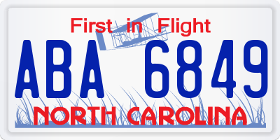 NC license plate ABA6849