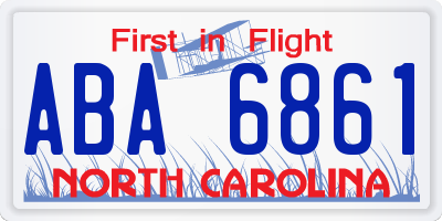 NC license plate ABA6861