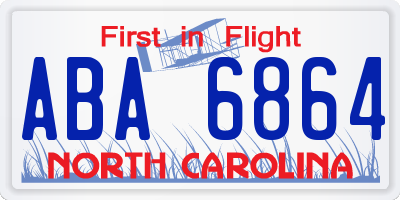 NC license plate ABA6864