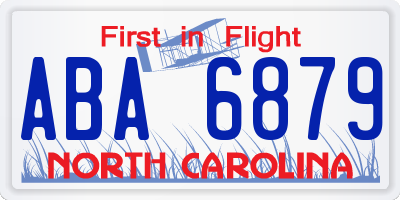 NC license plate ABA6879