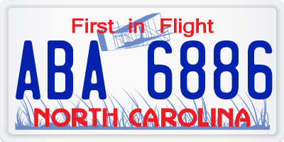 NC license plate ABA6886