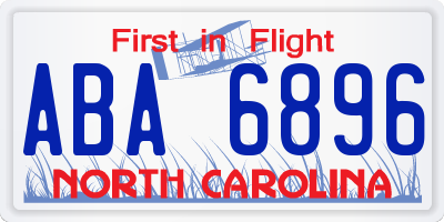 NC license plate ABA6896