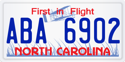 NC license plate ABA6902