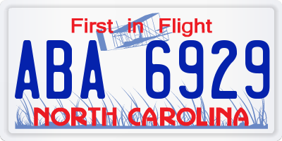 NC license plate ABA6929