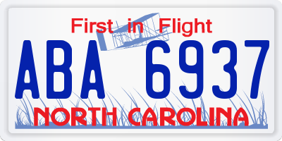 NC license plate ABA6937