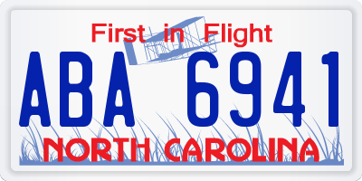 NC license plate ABA6941