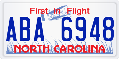 NC license plate ABA6948
