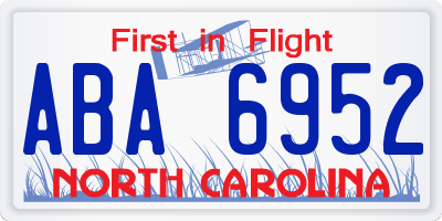 NC license plate ABA6952