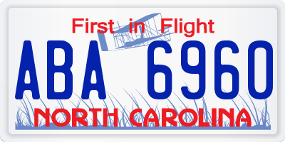 NC license plate ABA6960