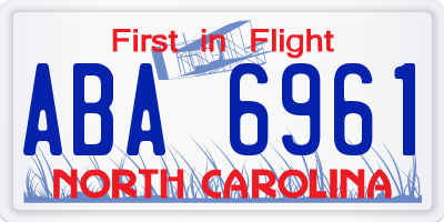 NC license plate ABA6961