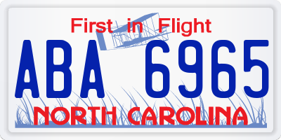 NC license plate ABA6965